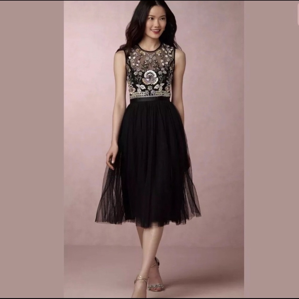 REPOSH: Needle & Thread Beaded Black Tulle Dress
